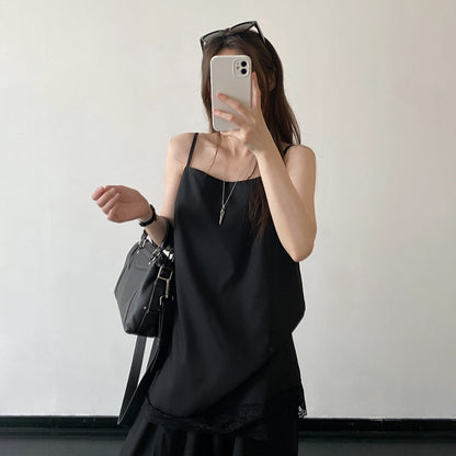 【セットアップ】【単品注文】レーストリム ベアトップ キャミソール＋ワイドパンツ 上下セット ハイウエスト きれいめ 上品 春夏【FCシリーズ】