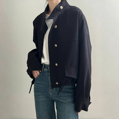 【24AW】【アウター】スタンドカラー  ルーズ  ショート ジャケット