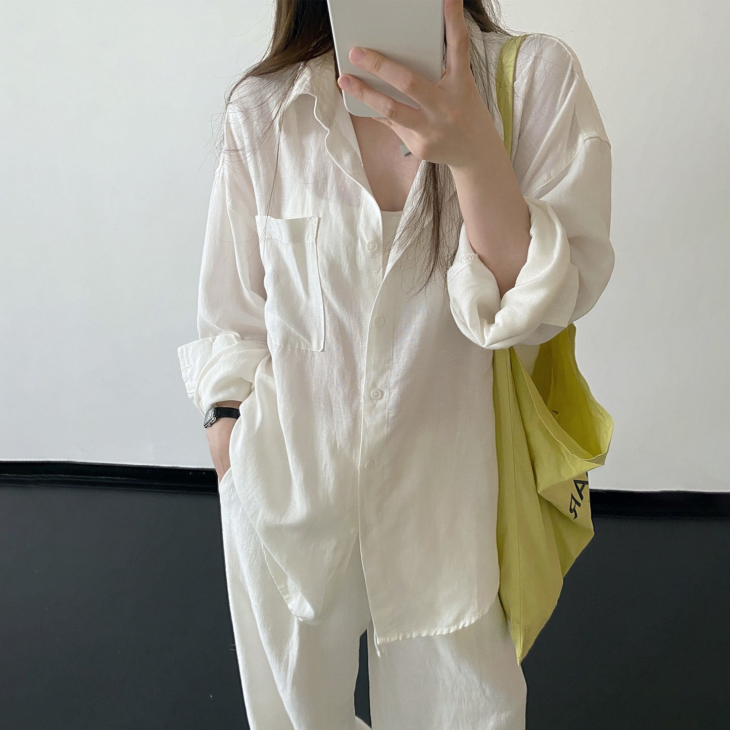 【セットアップ】【単品注文】リネンシャツ + パンツ 上下セット 春夏 ゆったり ルーズフィット レトロ カジュアル きれいめ リラックスコーデ【FCシリーズ】