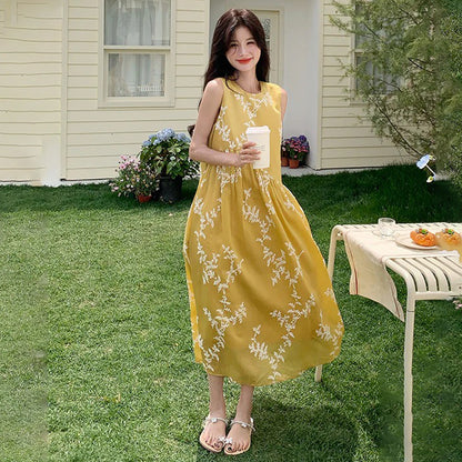 【ワンピース】夏 刺繍 ゆったり ノースリーブ 合わせやすい ワンピース【SHシリーズ】