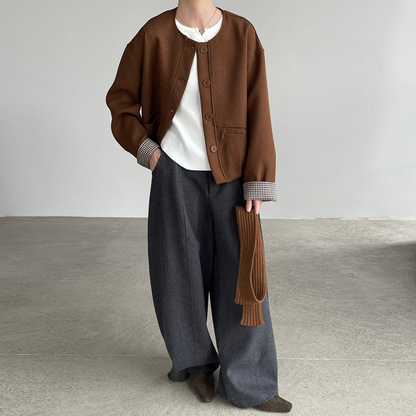 【アウター】春秋 韓国風 クルーネック シングルボタン ジャケット コート レディース【JZシリーズ】