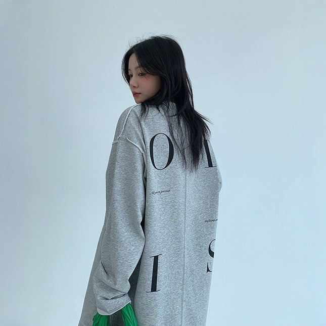 【ワンピース】春 秋 冬 プリント アルファベット 長袖 パーカー ワンピース 【FCシリーズ】