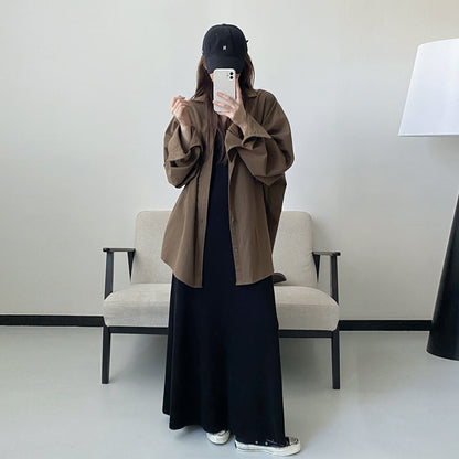 【アウター】厚手 シャツ ビッグシルエット 体型カバー 長袖 カジュアル シャツカーディガン レディース 秋冬【FCシリーズ】