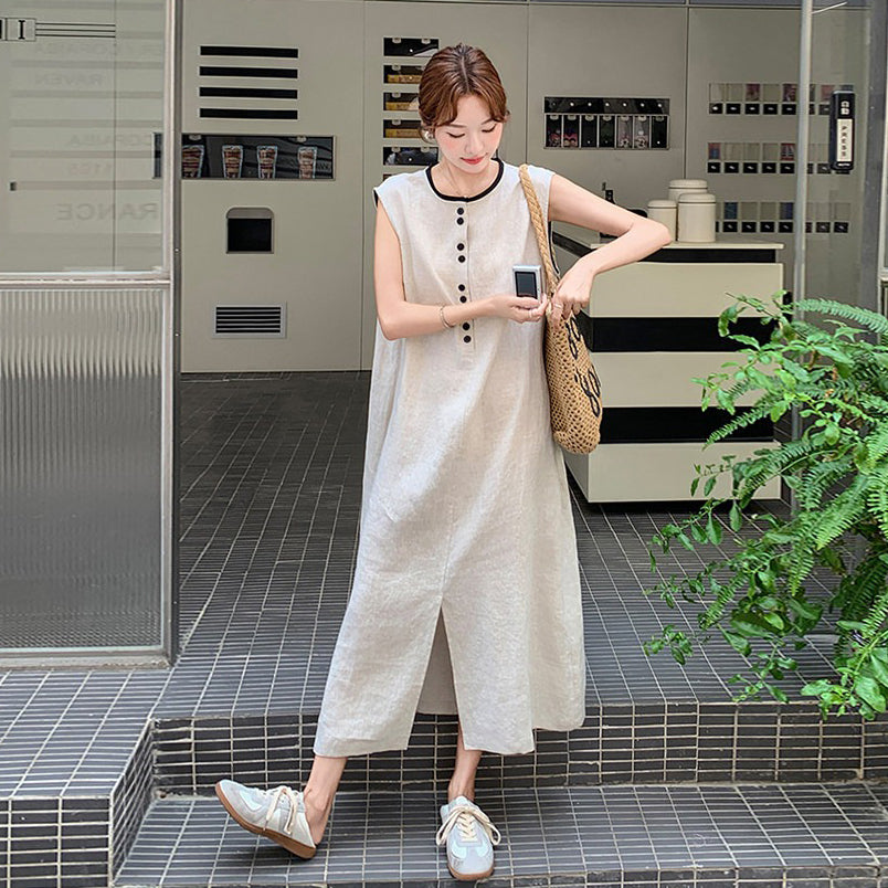 【ワンピース】ナチュラルミニマル 白ワンピース レディース ノースリーブ シンプル 上品 ゆったり ロング丈【JZシリーズ】