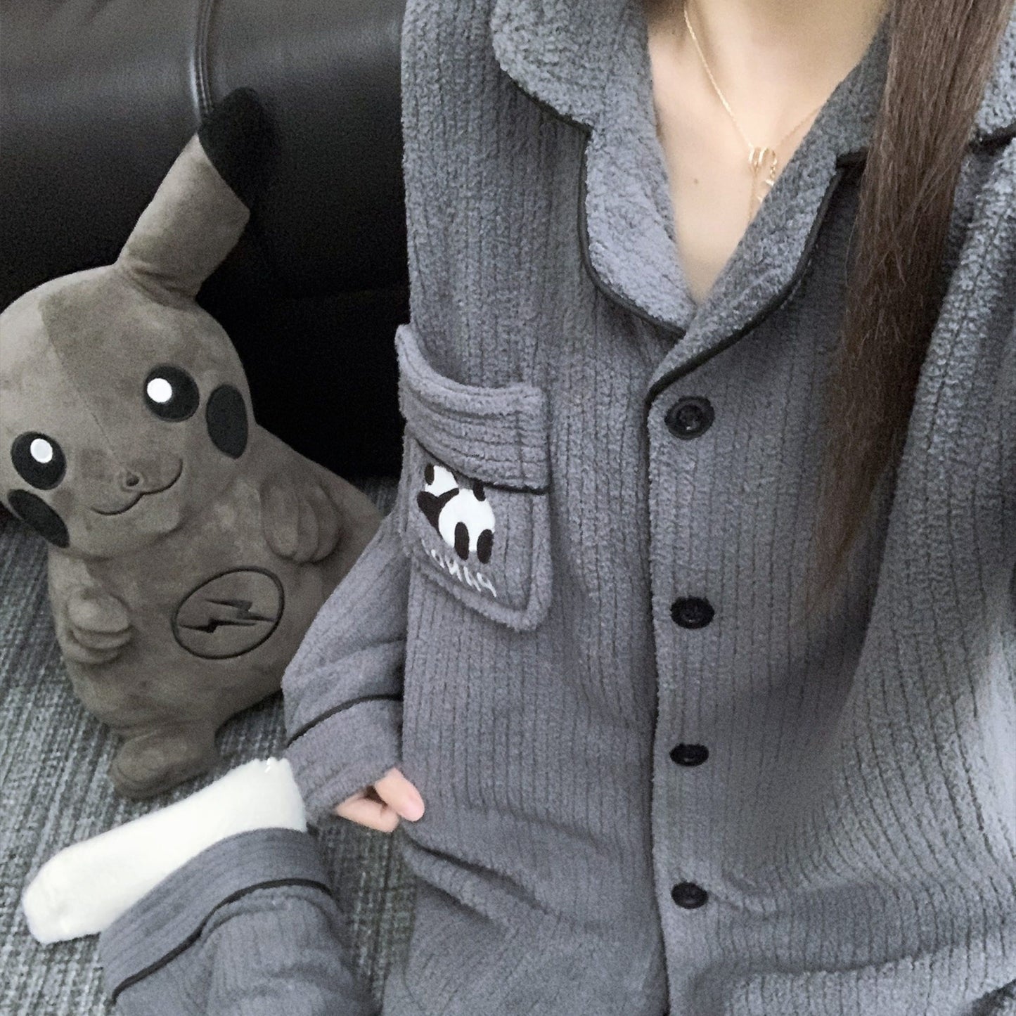 【インナー】パンダププ コーラルフリース 厚手 保温 フランネル ルームウェア レディース/メンズ ペア対応 冬