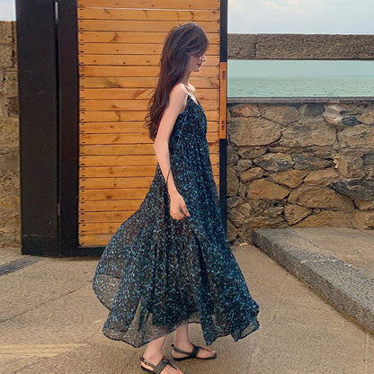 【ワンピース】清涼感あふれる絶美な夏新作 ファッショナブルなリゾート風 花柄ノースリーブワンピース【SHシリーズ】