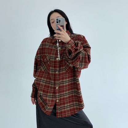 【トップス】春 秋 冬 リラックス感  チェック 長袖 シャツ 【FCシリーズ】