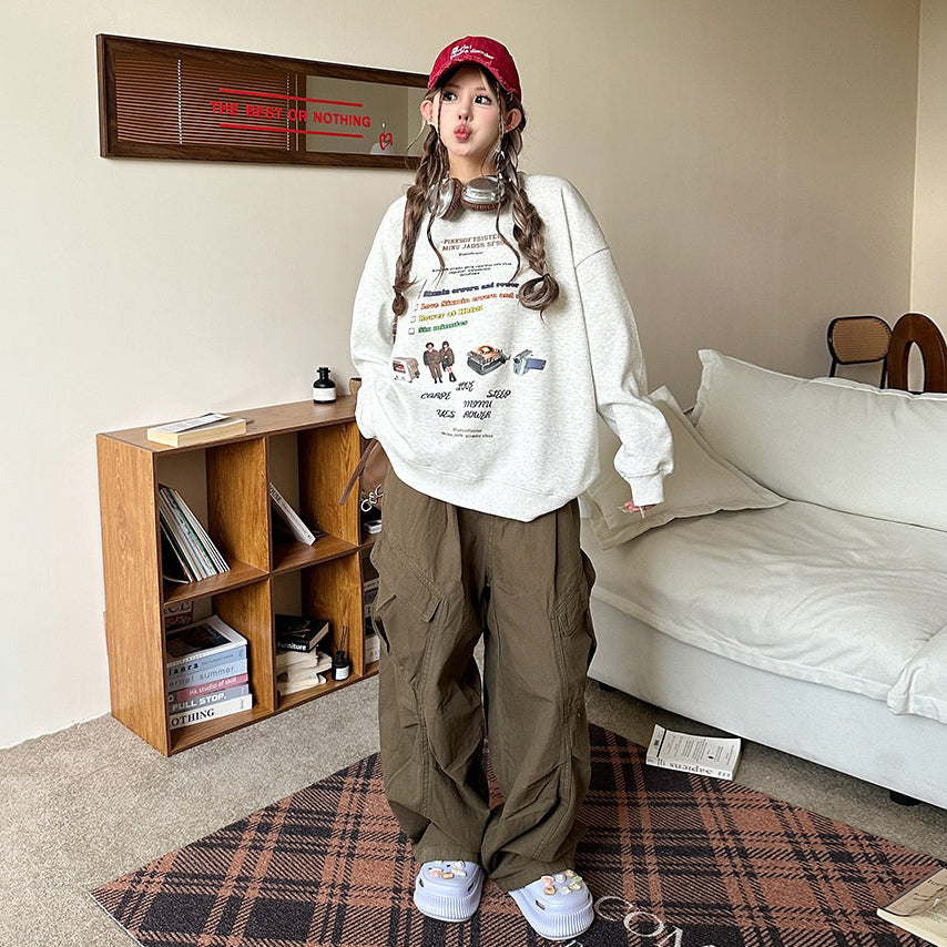 【トップス】カジュアル アメリカン ヴィンテージ クルーネック スウェット レディース ユニセックス オーバーサイズ パーカー【FCシリーズ】