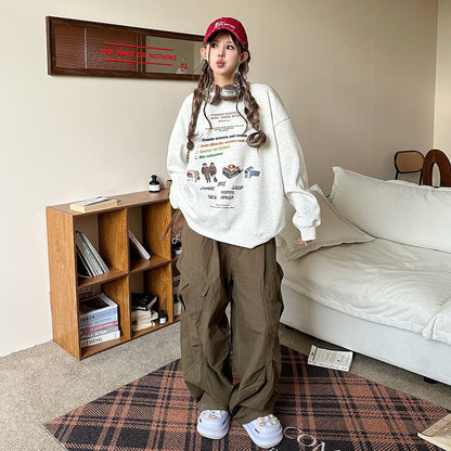 【トップス】カジュアル アメリカン ヴィンテージ クルーネック スウェット レディース ユニセックス オーバーサイズ パーカー【FCシリーズ】