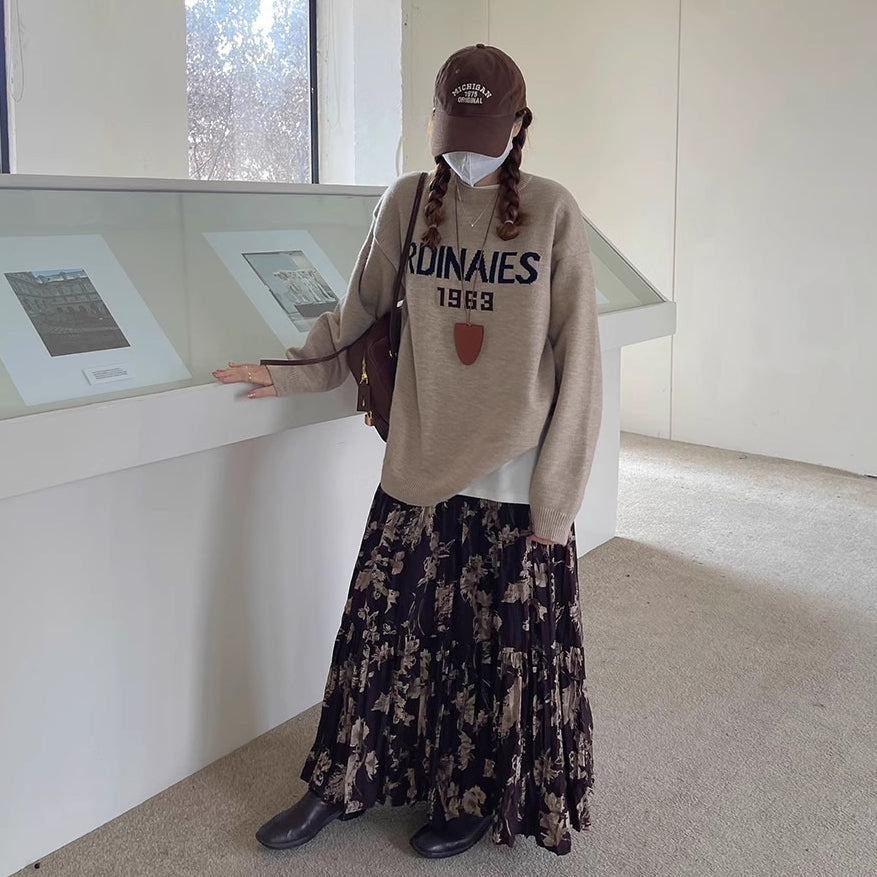 【ボトムス】レディース スカート 秋新作 Aライン ロング丈 花柄 フレア 体型カバー【SHシリーズ】