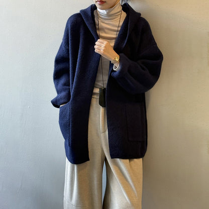 5カラー【アウター】秋冬新作 フード付き ニットカーディガン レディース ゆったり 高見え ルーズ【JZシリーズ】