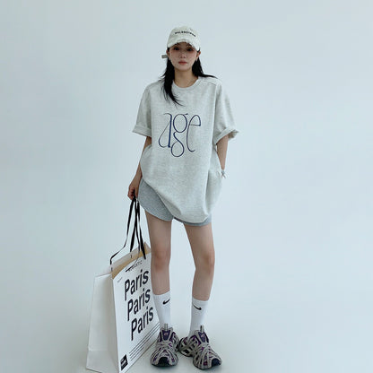 【トップス】シンプル 高級感 ロゴ ハリ感 リラックス 半袖シャツ【FCシリーズ】