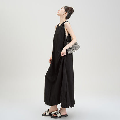 【ワンピース】夏新作 フレンチエレガンス ゆったりシルエット ノースリーブキャミ バルーンワンピース【JZシリーズ】