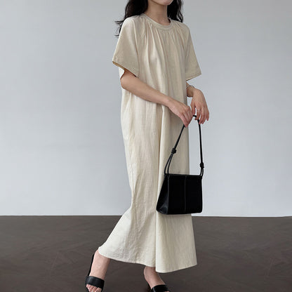 【ワンピース】韓国風ミニマル 後ろねじりデザイン 背中開き ゆったりノースリーブワンピース【JZシリーズ】