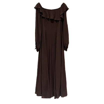 【ワンピース】春 秋 冬 フリル ハイウエスト長袖 ワンピース 【JZシリーズ】