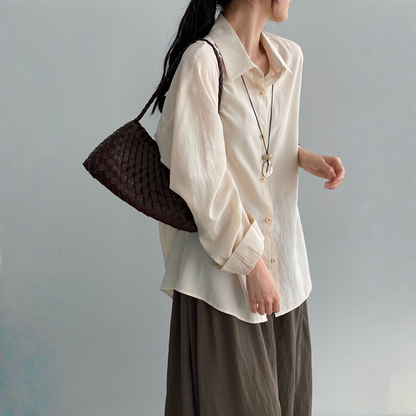 期間限定⭐️60%OFF【トップス】テンセル100% 襟付き シングルボタン 通気性 シャツ 【JZシリーズ】