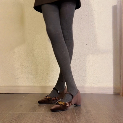 【シューズ】スパンコール フラワー ストラップ メリージェン シューズ パンプス【JZシリーズ】