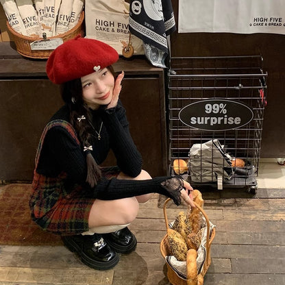 【トップス】超万能！フレンチロマン レースフリル付き ニットインナー コーデ【JZシリーズ】