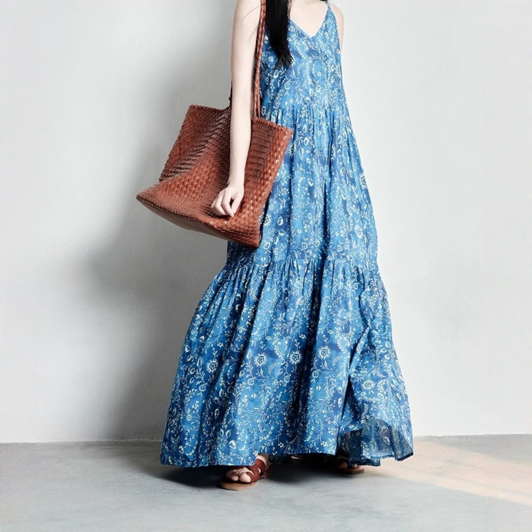 【ワンピース】アート風 コットン コットン キャミソール ノースリーブ ワンピース【SHシリーズ】