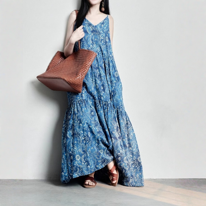 【ワンピース】アート風 コットン コットン キャミソール ノースリーブ ワンピース【SHシリーズ】