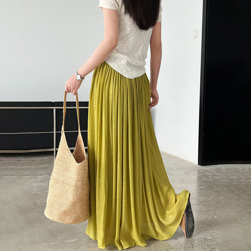 ベルト付き！【ボトムス】夏新作 リゾート感たっぷり 柔らか素材 無地 Aライン フレアスカート 【SNシリーズ】