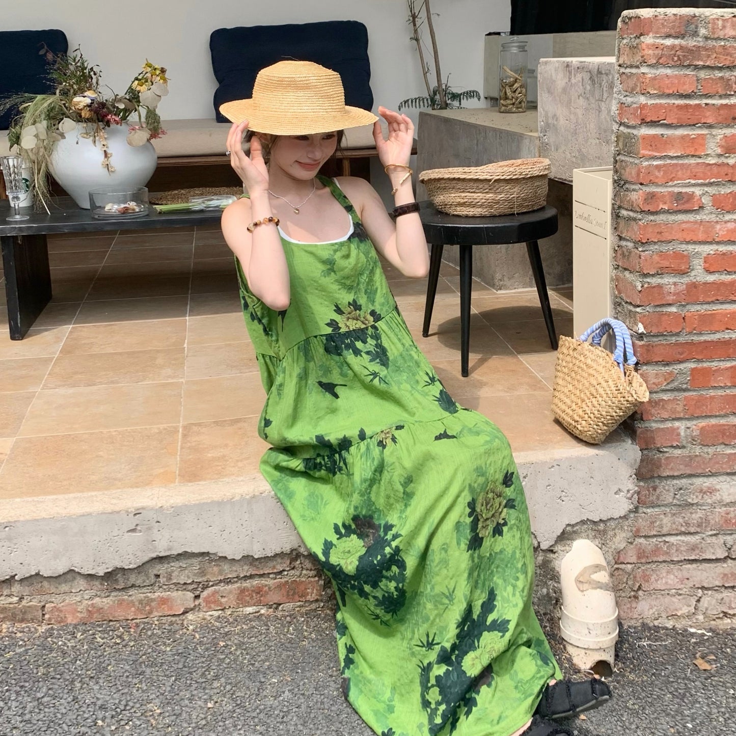 【ワンピース】夏新作 高見え ゆったり カジュアル ノースリーブワンピース【SHシリーズ】