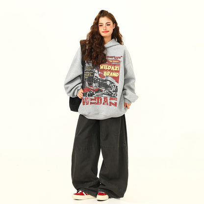 【トップス】秋冬新作✨美式ヴィンテージプリントパーカー  ユニセックス ペアコーデ対応 カジュアルスウェット【FCシリーズ】