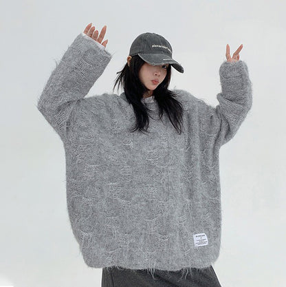 【トップス】ふわふわ可愛い♪ ゆる感たっぷりボアニット レディース クルーネック【FCシリーズ】