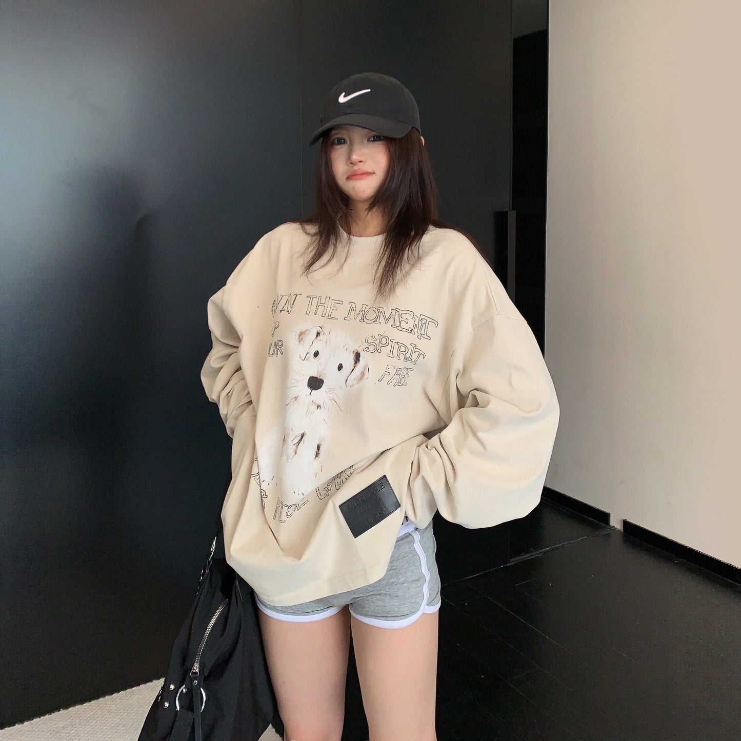 【トップス】ヴィンテージ加工 カートゥーンプリント ゆったり 長袖Tシャツ 【FCシリーズ】