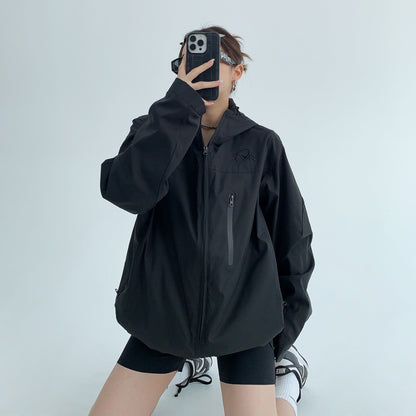 [外套] 美式春秋高級薄款寬鬆刺繡連帽外套【FC系列】