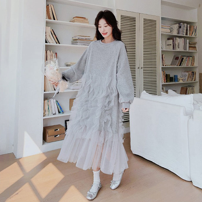 【ワンピース】カジュアル ゆる感  スウェットワンピース レディース 秋新作 超人気 おしゃれ映え 長袖ワンピース【JZシリーズ】