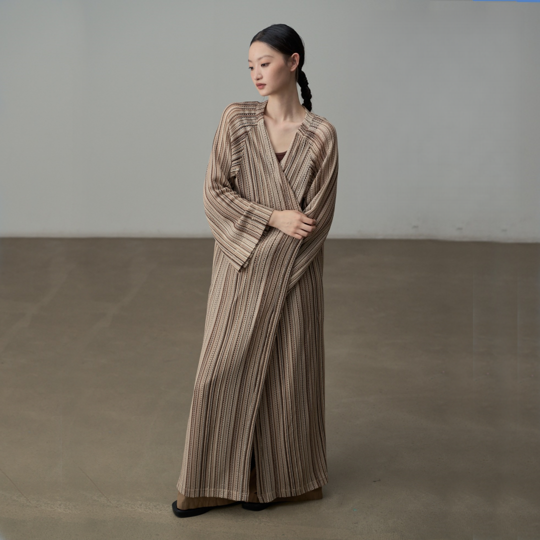 【ワンピース】春 秋 夏 ストライプ柄 ゆったり 体型カバー 長袖 ワンピース 【SHシリーズ】