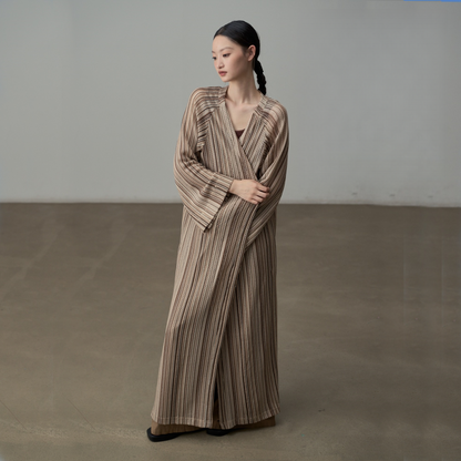 【ワンピース】春 秋 夏 ストライプ柄 ゆったり 体型カバー 長袖 ワンピース 【SHシリーズ】