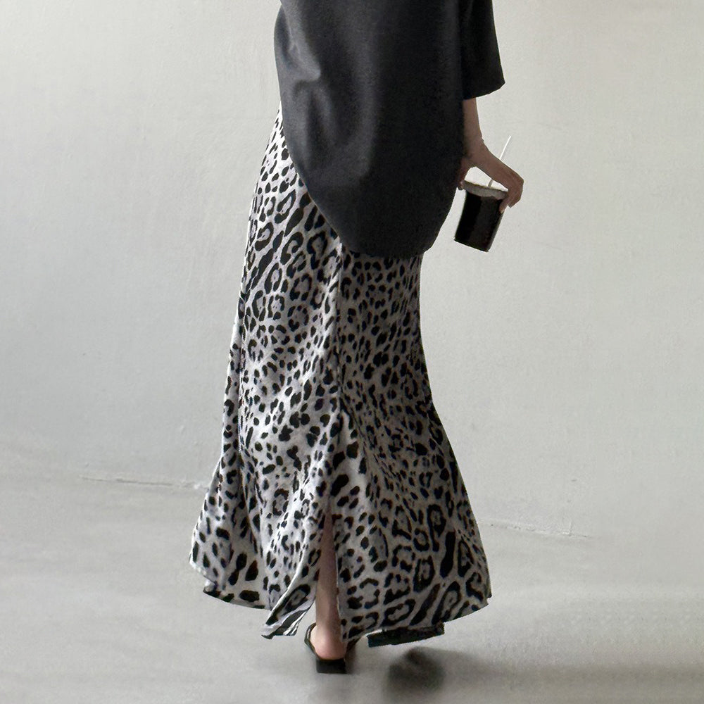 【ボトムス】夏新作 ハイウエスト 美脚効果 ヒョウ柄 スリット入り タイトスカート【JZシリーズ】【SHシリーズ】