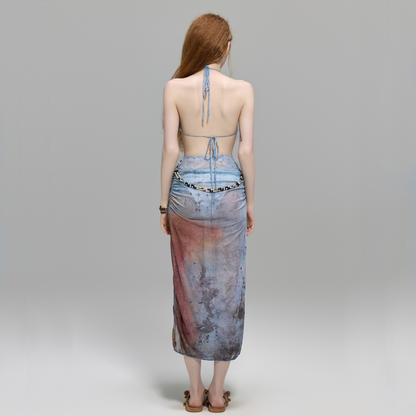 【グッズ】夏 ビーチ・リゾート 温泉でもOK ビキニトップ＋ショーツ＋スカート 3点セット水着 【SHシリーズ】