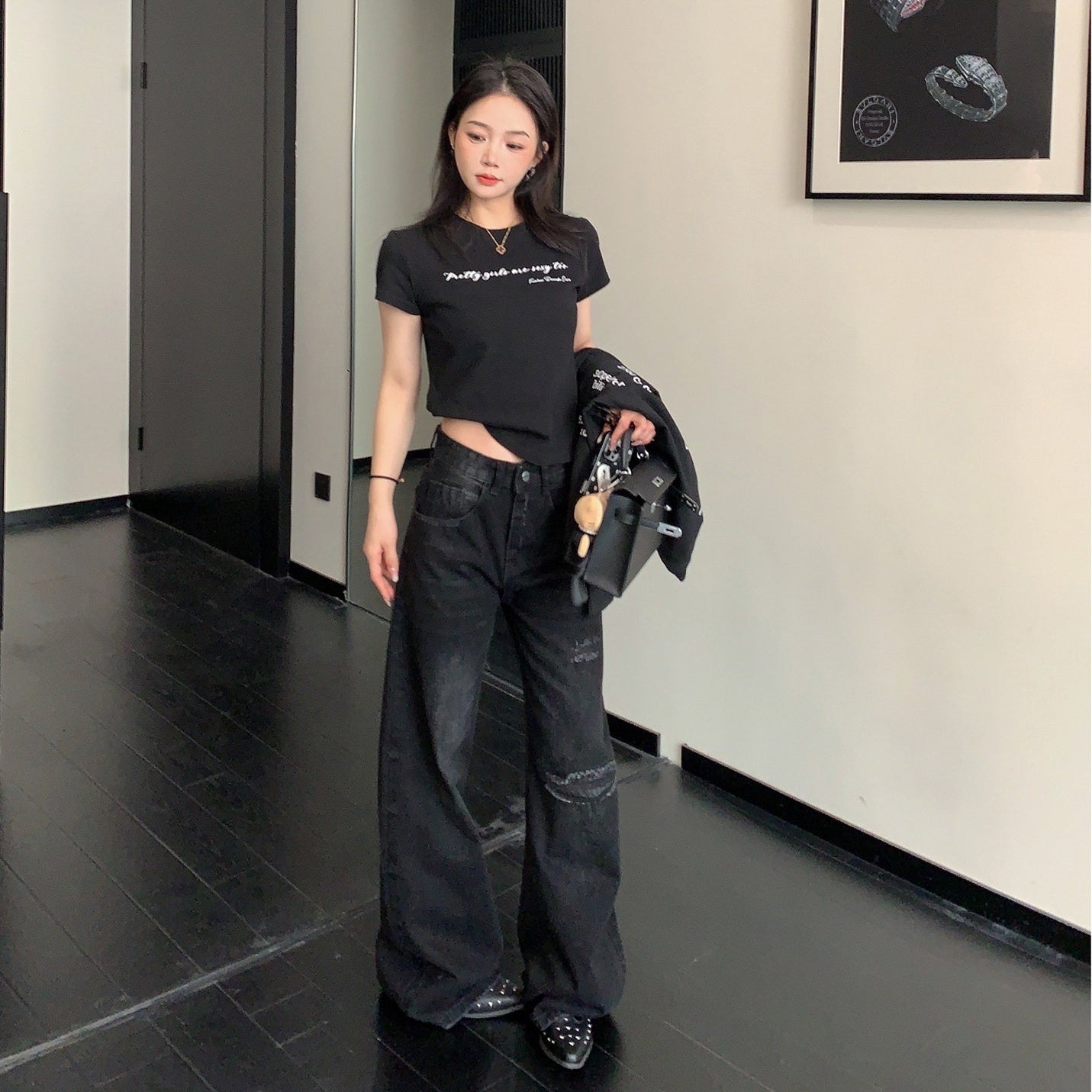 【ボトムス】ダメージ ストレート ヴィンテージ加工 デニムパンツ 【FCシリーズ】