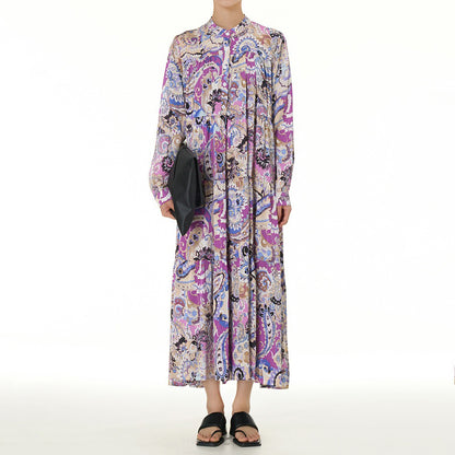 【ワンピース】春新作 ボヘミアン風 長袖 ティアードワンピース 大きいサイズ レディース ゆったり 体型カバー ロングワンピース【SHシリーズ】