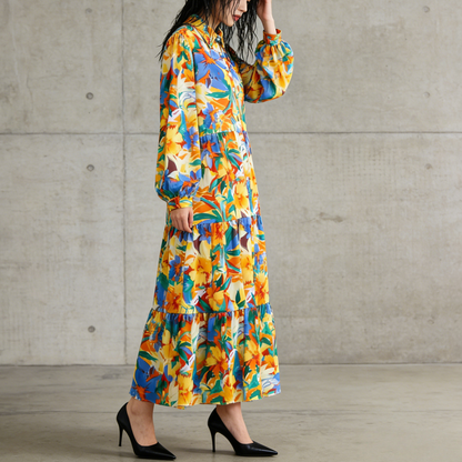 【60%OFF⭐️早い者勝ち】【ワンピース】プリント シングルボタン シャツ ロング丈 長袖 ワンピース 【SHシリーズ】