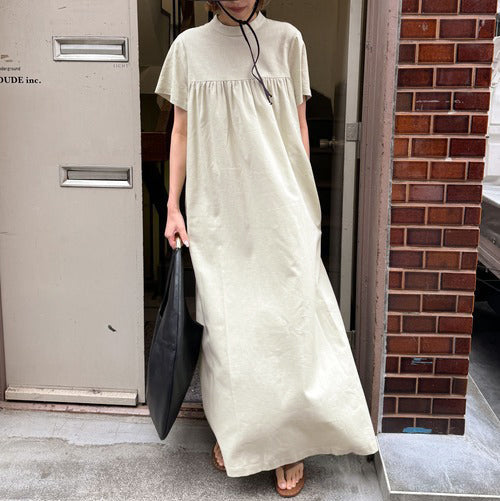【ワンピース】夏 ゆったり 着心地いい 綿麻 カジュアル 半袖ワンピース