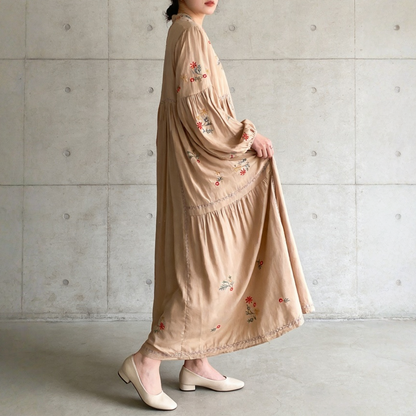 【60%OFF⭐️早い者勝ち】【ワンピース】刺繍 バルーンスリーブ エレガント 長袖 ワンピース 【SHシリーズ】