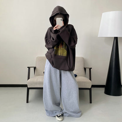 【トップス】ゆるシルエット グリーングレー カートゥーンプリント プルオーバーパーカー【FCシリーズ】