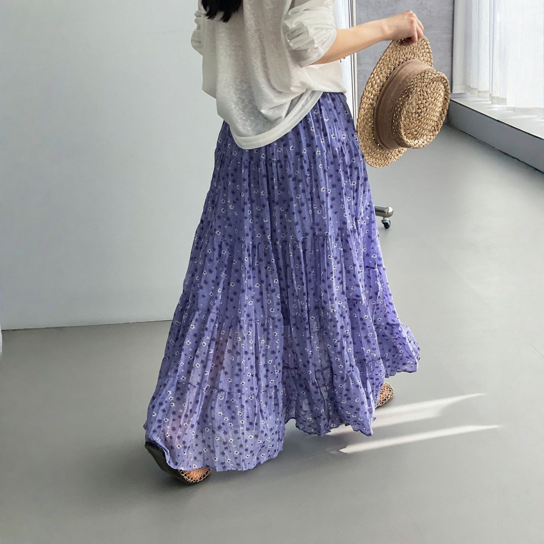 【ボトムス】モネガーデン風 小花柄 ナチュラル フレッシュ スカート 【SHシリーズ】