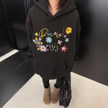 【トップス】刺繍 春 秋 冬 裏起毛 カラフル  フード付き パーカー 【FCシリーズ】