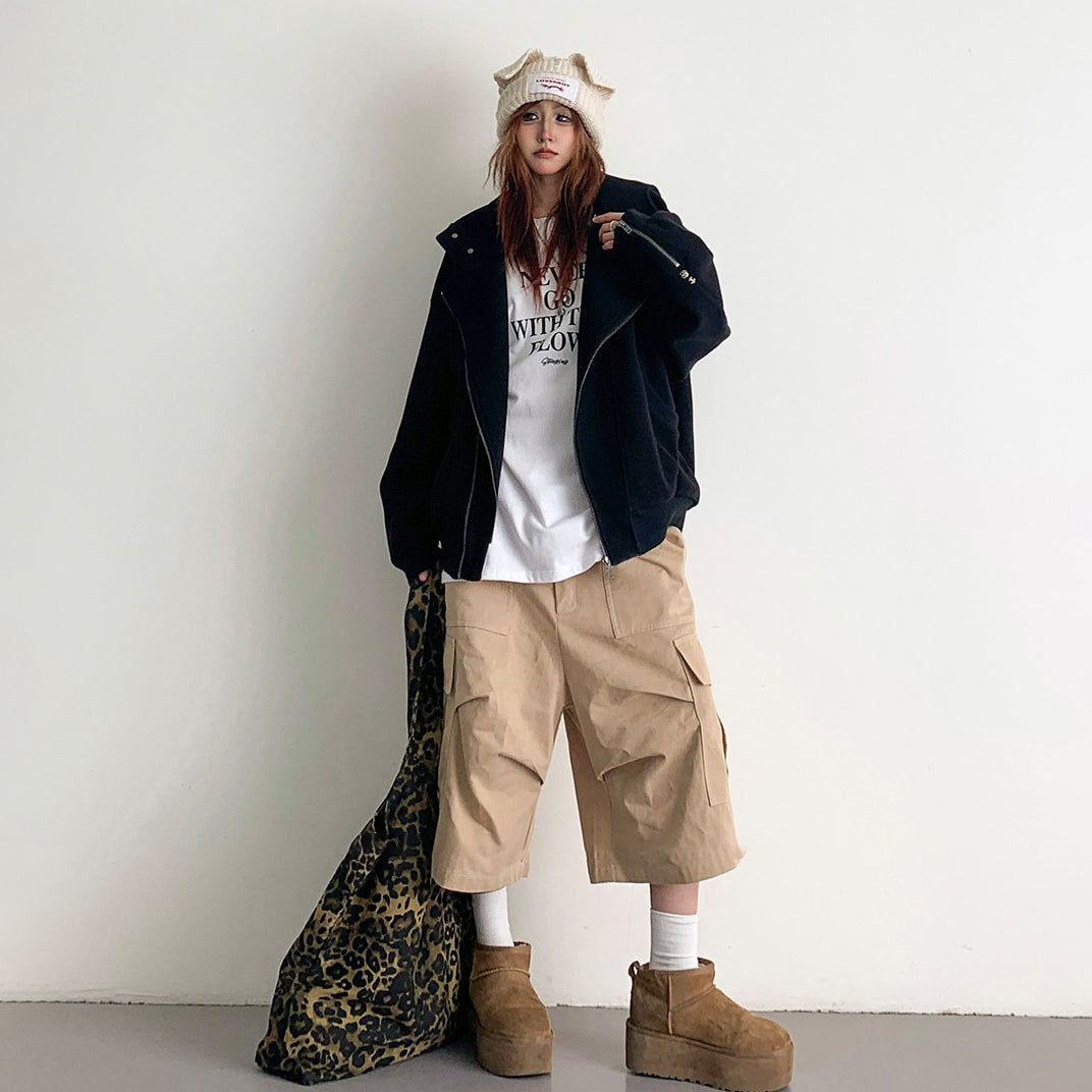 【アウター】アメリカンヴィンテージ ユニーク カジュアル ゆったり フード付き ジップアップスウェット レディースジャケット【FCシリーズ】【15～20日内発送】