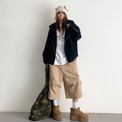 【アウター】アメリカンヴィンテージ ユニーク カジュアル ゆったり フード付き ジップアップスウェット レディースジャケット【FCシリーズ】【15～20日内発送】