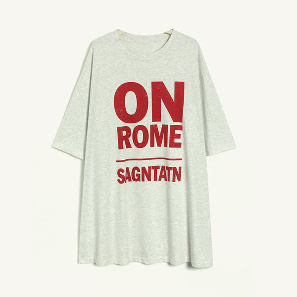 【トップス】カジュアル 英字プリント オーバーサイズ ロングTシャツ ゆったり【JZシリーズ】