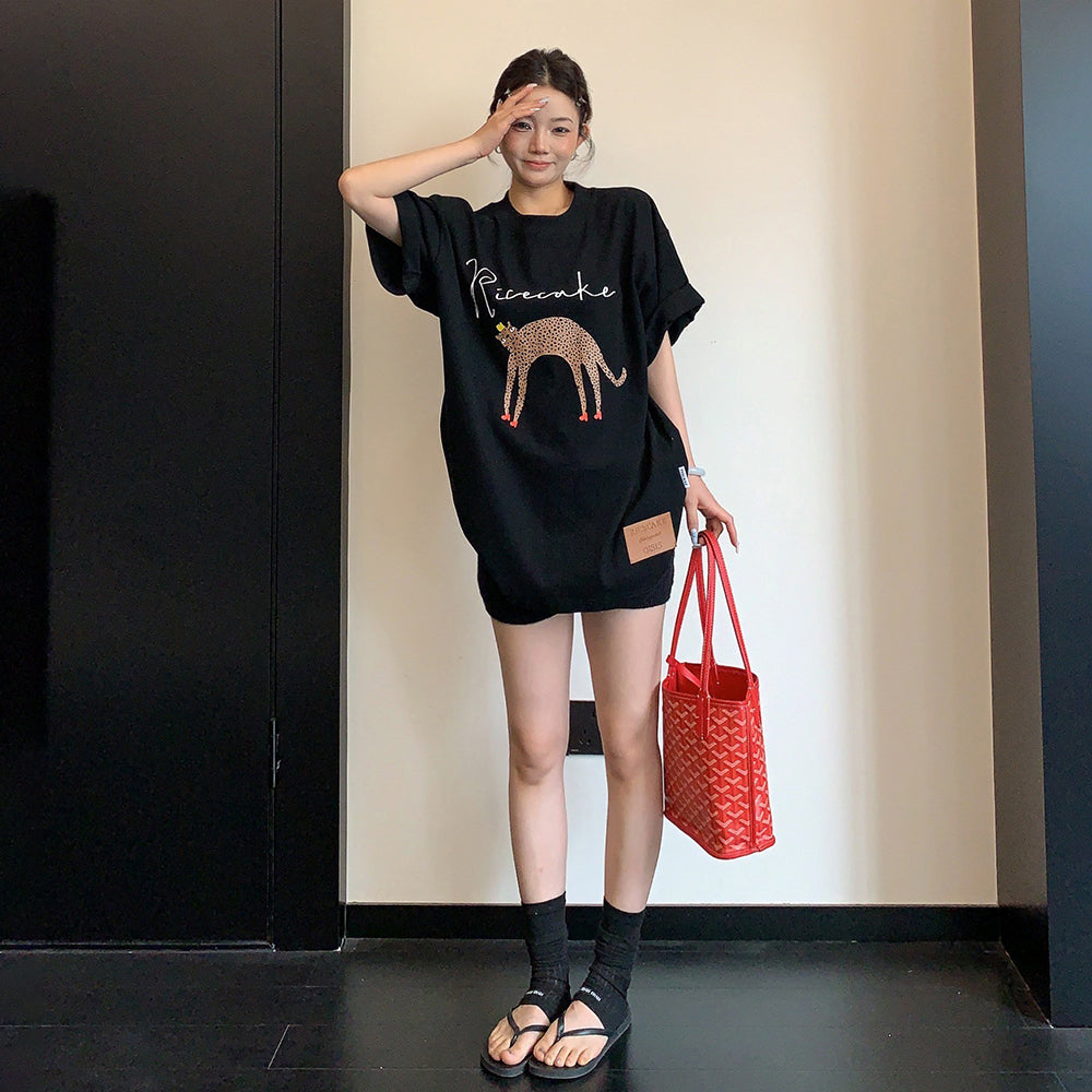【トップス】Tシャツ レディース コットン100% アブストラクト カートゥーンプリント オーバーサイズ ヴィンテージ風 半袖【FCシリーズ】