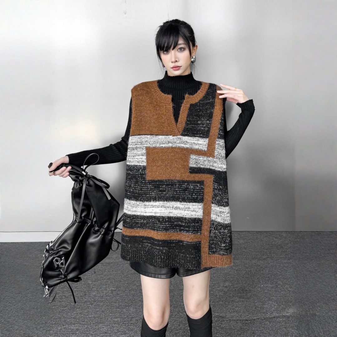 【トップス】春 秋 冬 レトロ風 おしゃれな ムラード風 ニットベスト 【AHシリーズ】