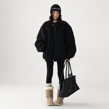 【アウター】ふわもこ×高見え⭐スタンドカラー 綿入れコート レトロ ゆったり中綿ジャケット 【FCシリーズ】