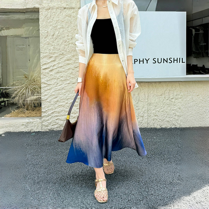 【ボトムス】夏 グラデーション ロング スカート 【SNシリーズ】